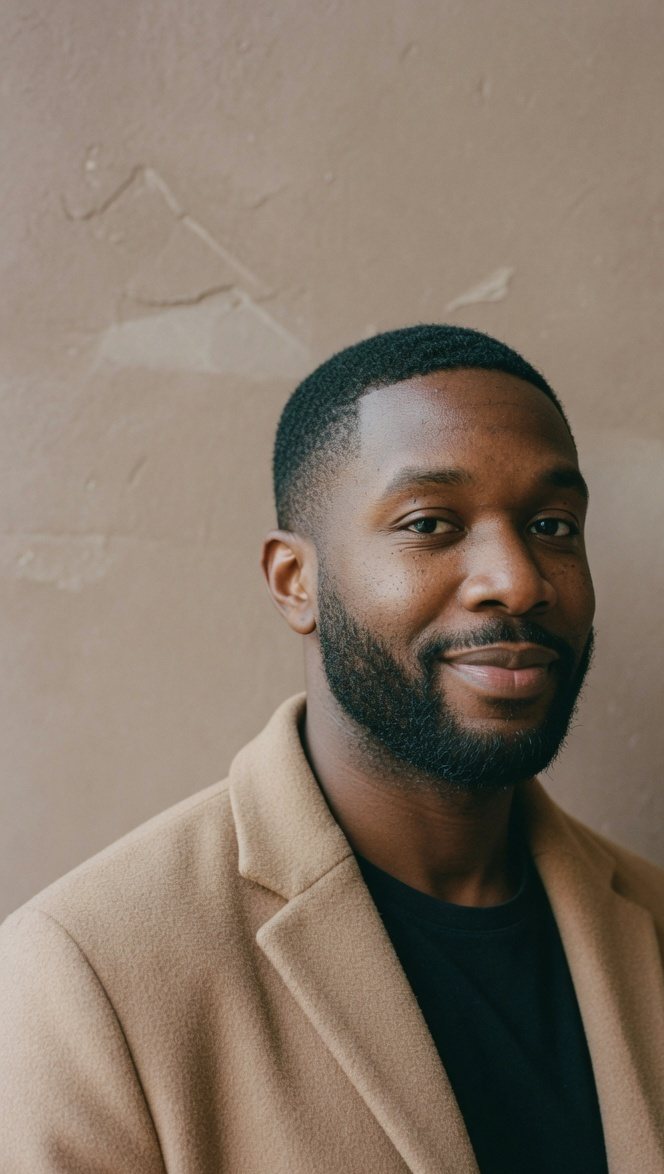 Malik Reeves, host, wearing a camel coat.